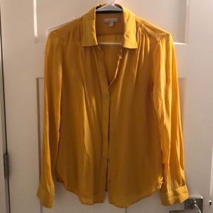 Banana Republic mustard yellow long sleeve silk